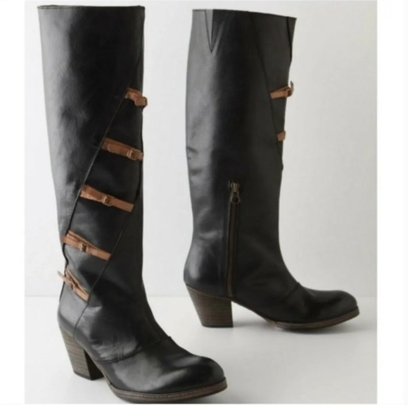 Anthropologie | Holding Horses Inkwood Heeled Strap Tall Boho Boots - Picture 1 of 8